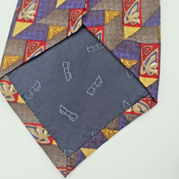 Carrot & Gibbs Tie Men's Italian Silk Butterfly Geometric Blue Gold Red Gray - Picture 8 of 8